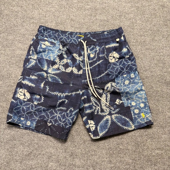 Polo Ralph Lauren Other - Polo Ralph Lauren‎ Swim Trunks Mens XL Blue White Geometric Yellow Pony Liner